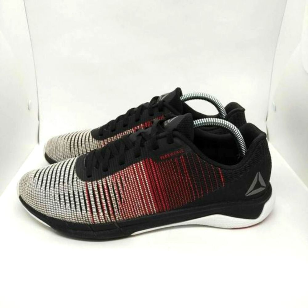 Reebok Fast Flexweave Running Shoes Mens Size 9.5 Red Black White Sneakers